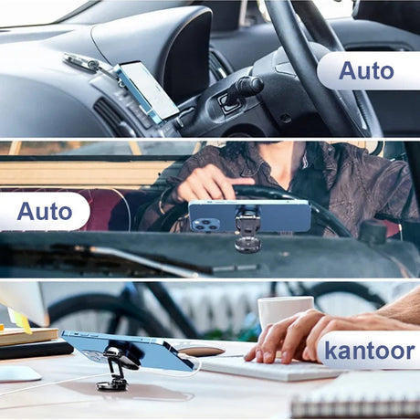 support magnétique pour téléphone utilisé en voiture et au bureau, différentes situations