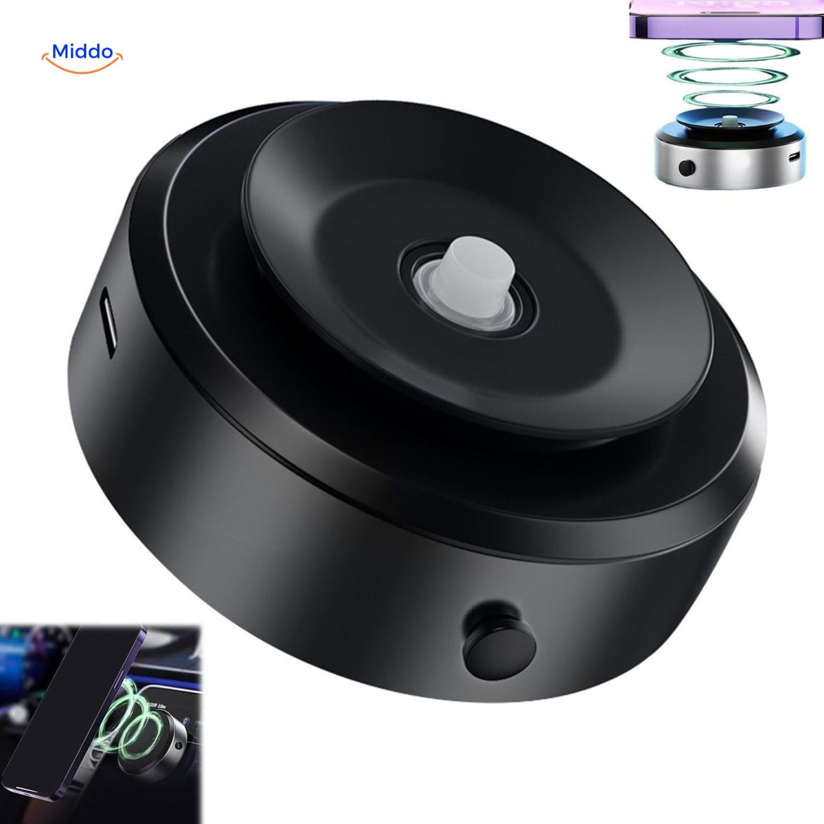 support de telephone magnetique 360 avec ventouse pour voiture, fixation solide sur pare-brise