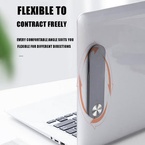 clip magnétique flexible attaché sur la tranche d'un ordinateur portable pour tenir le téléphone