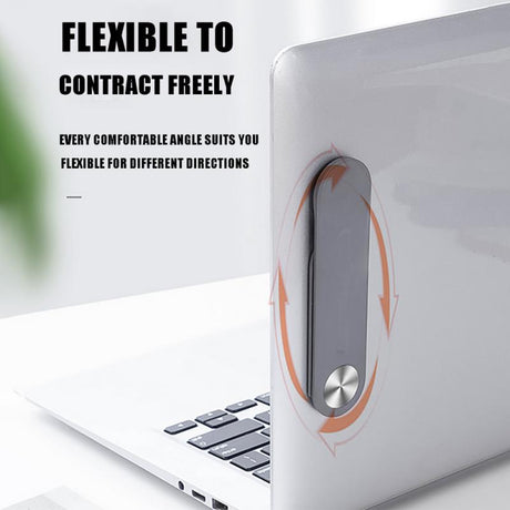 clip magnétique flexible attaché sur la tranche d'un ordinateur portable pour tenir le téléphone