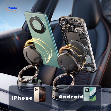 support magnétique universel compatible iPhone et Android, s'adapte à tous les smartphones courants