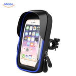 support téléphone moto avec finition bleue, robuste et étanche