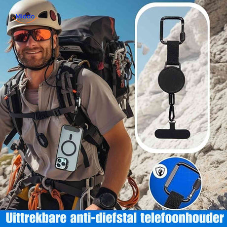 support téléphone rétractable anti-vol fixé à la ceinture, sécurisé et portable