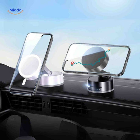 support téléphone fixé sur le tableau de bord de la voiture, téléphone en place