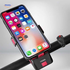 gadget vélo support téléphone powerbank klaxon en coloris avec accent bleu