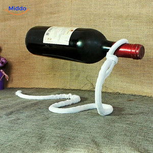 support à vin en corde blanche, design épuré et moderne pour présenter votre vin