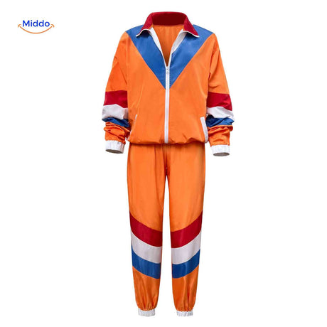 vue arrière du survêtement rétro 80s, design sportif dos et coupe du monde unisexe