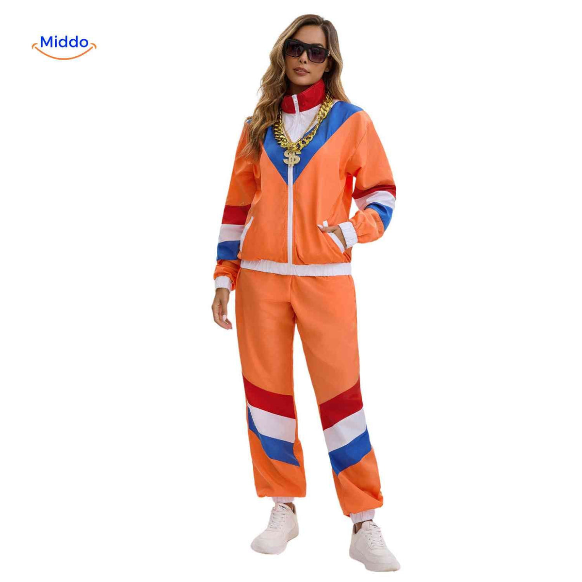 set survêtement rétro années 80 pour femme, coupe sportive et look jogging tendance