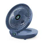 Blauwe SwiftAir™ ventilator op een witte achtergrond.