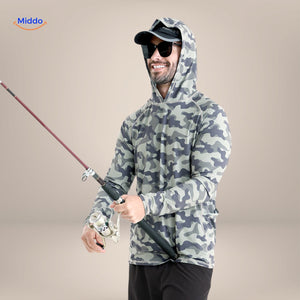 t-shirt anti-uv camouflage gris pour la pêche sportive et les sports de plein air