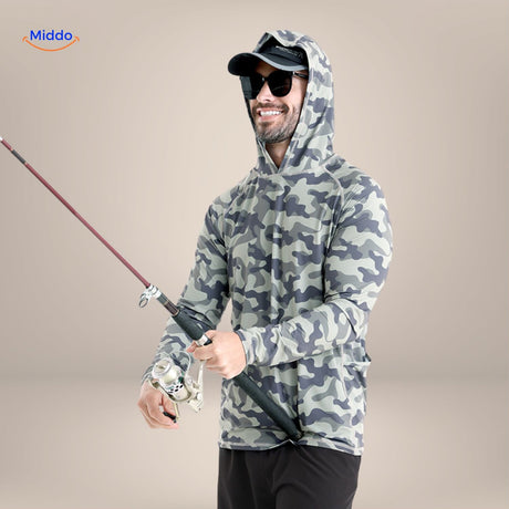 t-shirt anti-uv camouflage gris pour la pêche sportive et les sports de plein air