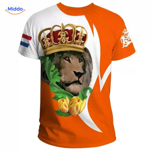 t-shirt orange Pays-Bas avec portrait royal, parfait pour célébrer le sport et la culture néerlandaise
