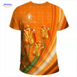 t-shirt orange supporter des Pays-Bas avec motif floral élégant, idéal pour les fans de football