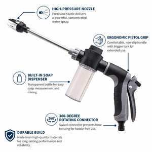 Pistolet à eau haute pression T8 pour tuyau d'arrosage, fonctions, vue 3