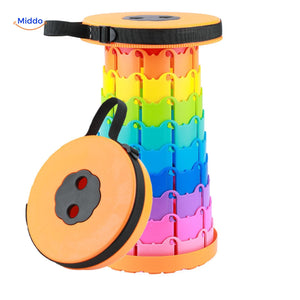 tabouret télescopique réglable en coloris arc-en-ciel orange, design ludique et original