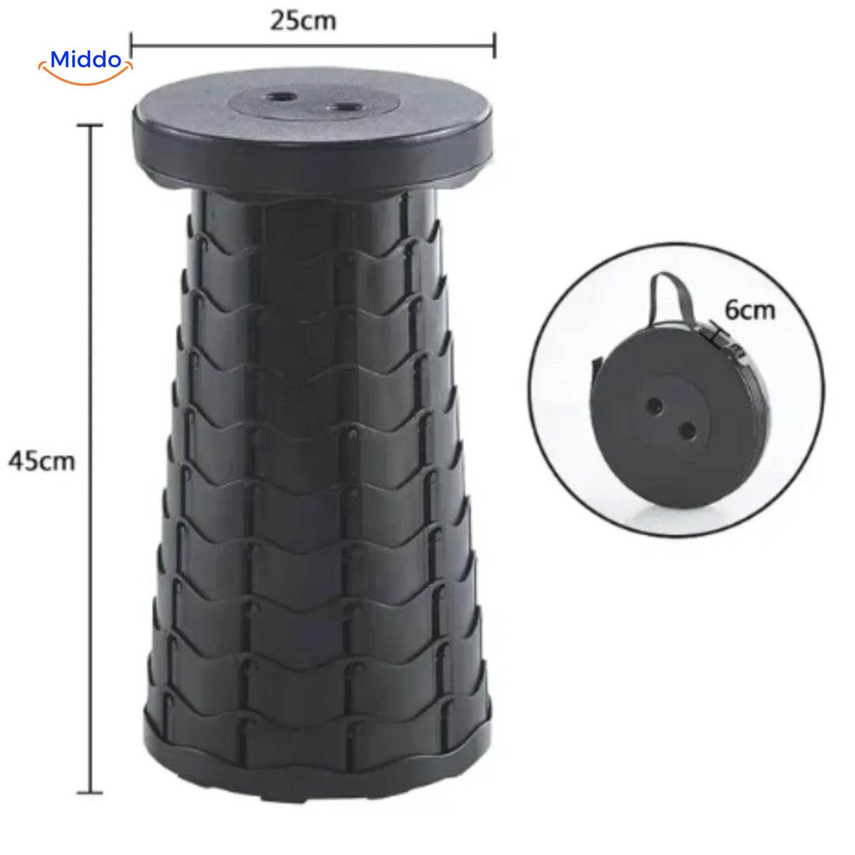 tabouret télescopique réglable en coloris noir, élégant et polyvalent pour tous les usages