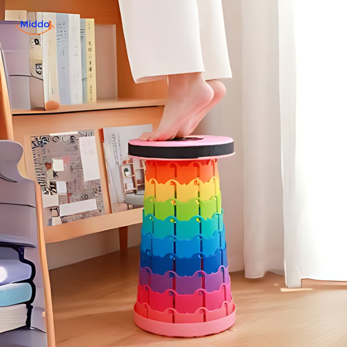 tabouret télescopique réglable léger, facile à emporter partout au quotidien