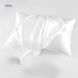 taie d'oreiller en satin blanc, douce et protectrice pour les cheveux