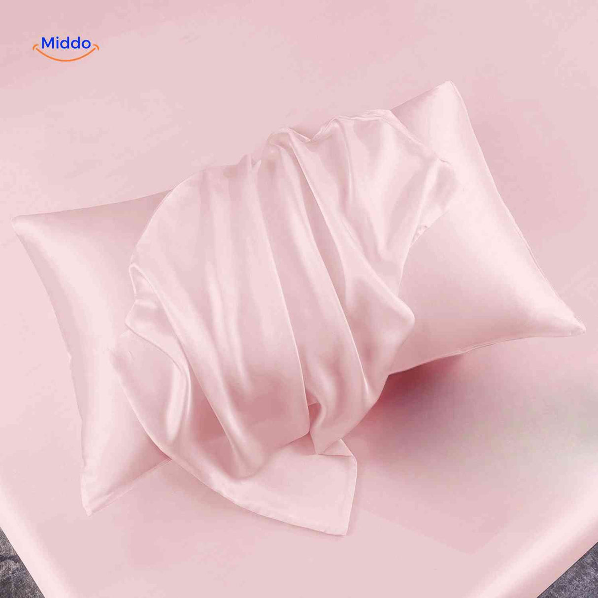 taie d'oreiller en satin rose clair, protection douce pour les cheveux