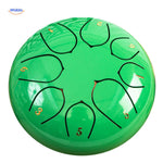 tambour à langues acier en coloris vert, instrument de méditation 6 tons
