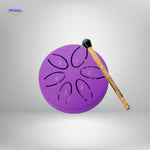 tambour à langues acier violet avec chiffres d'accord gravés et mailloche