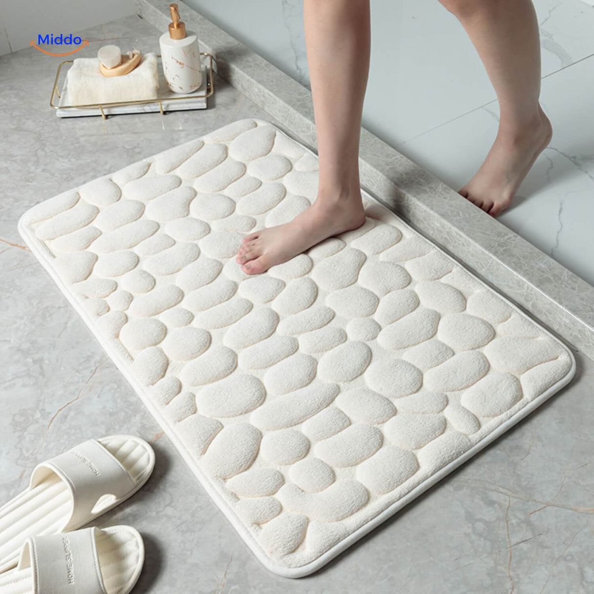 tapis de bain antidérapant absorbant coloris blanc