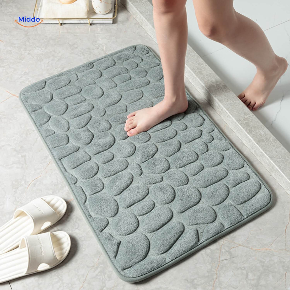 tapis de bain antidérapant absorbant coloris gris