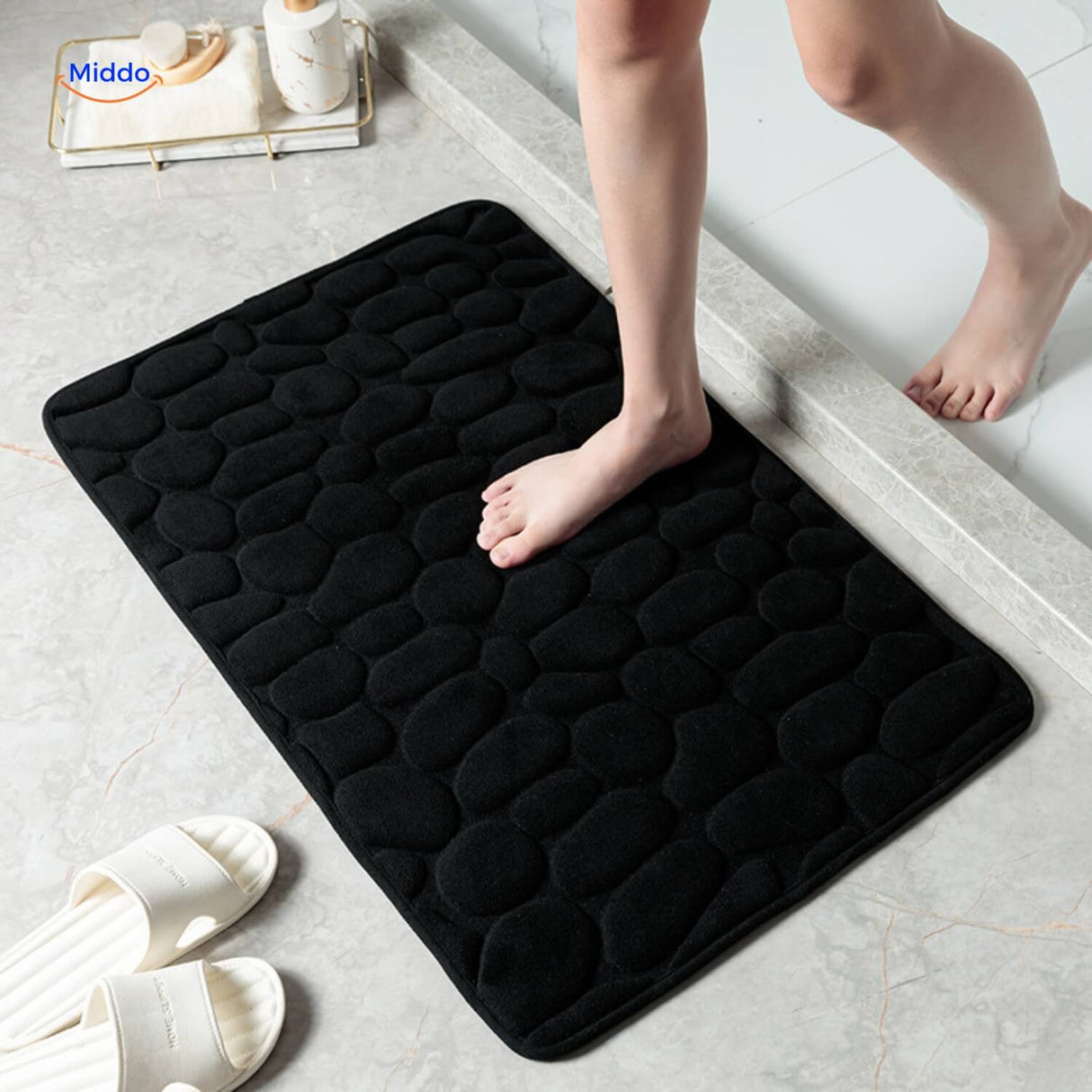 tapis de bain antidérapant absorbant coloris noir