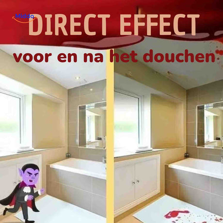 tapis de bain changeant de couleur instantanément sous la douche, révèle un effet sanglant au contact de l'eau