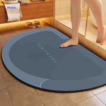 tapis de bain demi-rond à séchage rapide, coloris bleu-gris