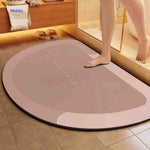 tapis de bain demi-rond marron, tapis de salle de bain absorbant et antidérapant