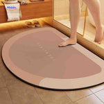 tapis de bain demi-rond séchage rapide, coloris marron
