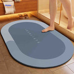 tapis de bain ovale séchage rapide, coloris bleu-gris clair