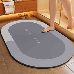 tapis de bain ovale à séchage rapide, coloris gris clair