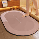 tapis de bain ovale marron à absorption rapide pour salle de bain