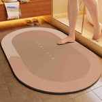 tapis de bain ovale antidérapant et absorbant, coloris marron
