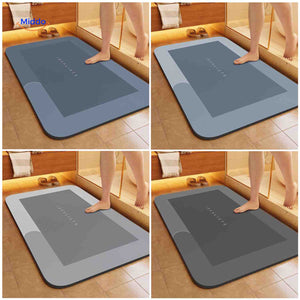 tapis de bain disponibles en quatre coloris et formes rectangulaire, ovale et demi-rond