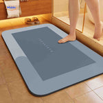 tapis de bain rectangulaire absorbant, coloris bleu-gris clair