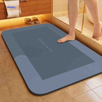 tapis de bain rectangulaire à séchage rapide, coloris bleu-gris
