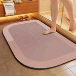 tapis de bain rectangulaire marron, vue du dessous avec revêtement antidérapant