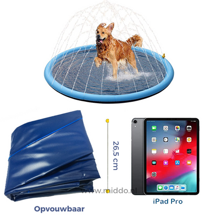 tapis d'eau pliable présenté en format replié et déplié pour un rangement facile