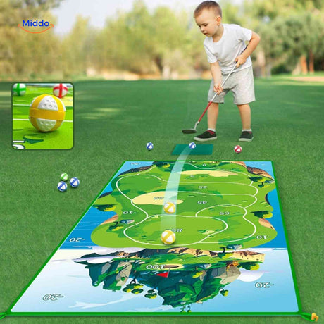 set de golf pour enfant avec tapis d'exercice et accessoires pour apprendre à jouer