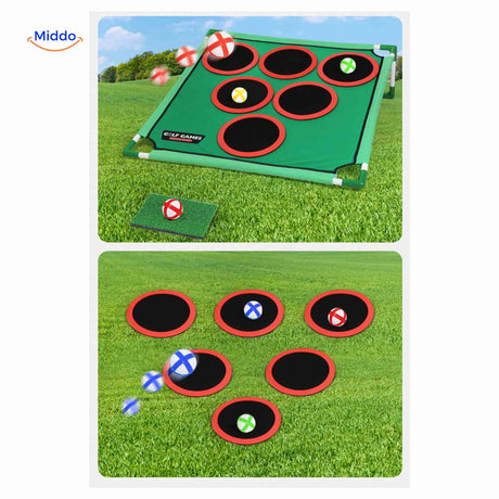 système velcro des cibles de golf : les balles collent sur les zones de score