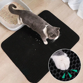 tapis de litière antidérapant imperméable, chat marchant dessus sans répandre les granulés