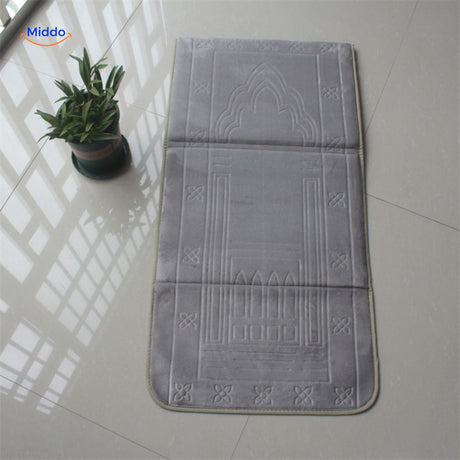 tapis de prière pliant PrayMate Fold motif bidjar coloris gris, idéal pour l'extérieur
