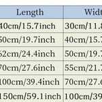 guide des tailles du tapis rafraîchissant pour animaux avec dimensions détaillées