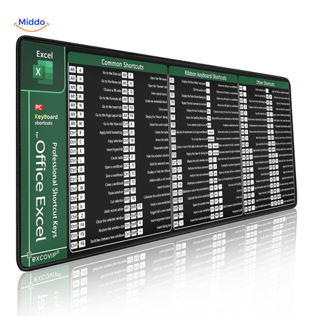 tapis de souris excel pour usage professionnel au bureau avec raccourcis clavier essentiels