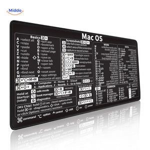 tapis de souris macbook avec apercu des raccourcis macos pour un poste de travail apple