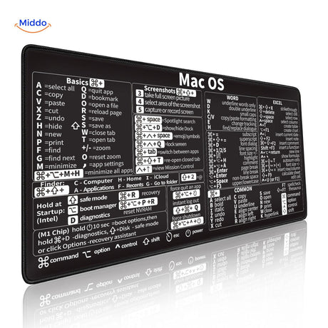 tapis de souris macbook avec apercu des raccourcis macos pour un poste de travail apple