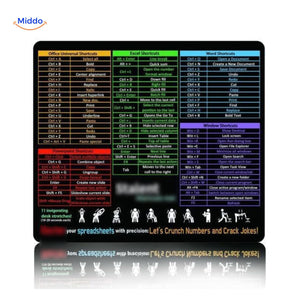 tapis de souris office avec raccourcis word et excel sur poste de travail informatique